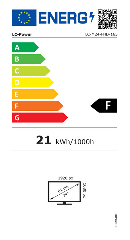Energielabel von 23,8''/60.45 TFT LC-Power LC-M24-FHD-165 (1920x1080,165Hz,1ms,16:9)