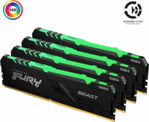 64GB (4x16GB) DDR4 Kingston 3600MHz Fury Beast RGB